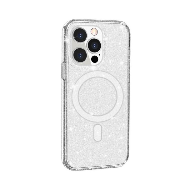 Terminator Style Glitter Powder MagSafe Magnetic Phone Case - iPhone 13 Pro(White)