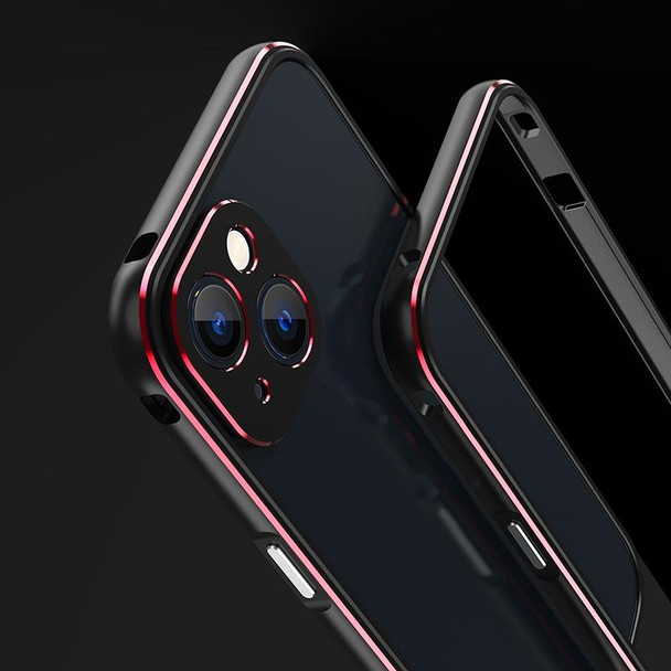 Aurora Series Lens Protector + Metal Frame Protective Case - iPhone 13(Black Blue)