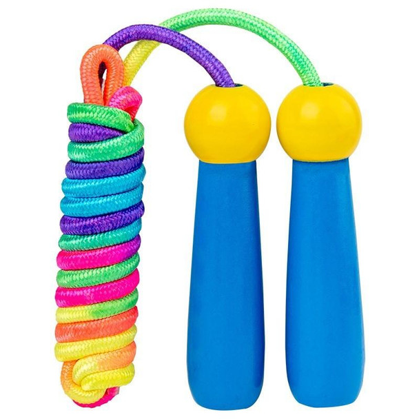 2 PCS 2.4m Wooden Children Colorful Skipping Rope Outdoor Sports Students Exam Adjustable Skipping Rope(Navy Blue)