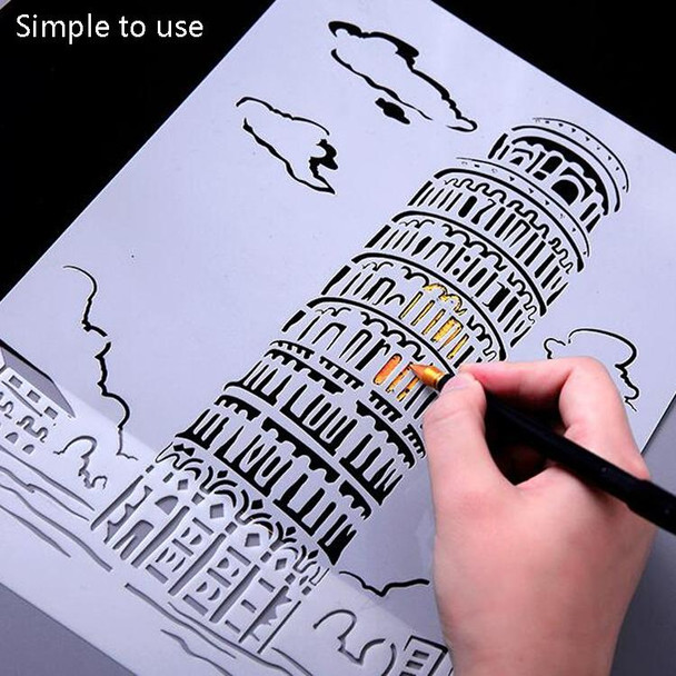 10 PCS 1 Paris Tower Construction Series Painting Template Theme City A4 Label Template