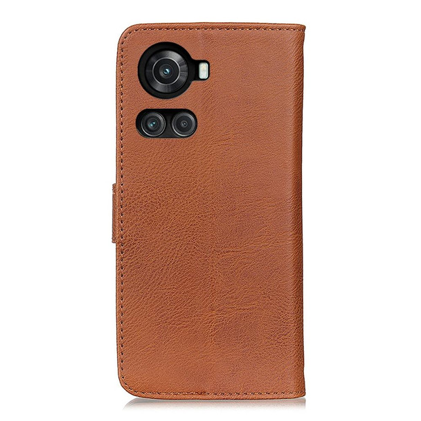 OnePlus ACE/10R KHAZNEH Cowhide Texture Leather Phone Case(Brown)