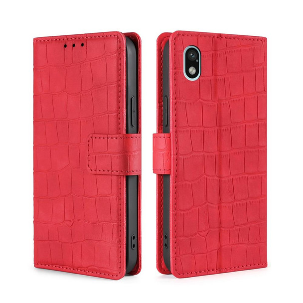 Sony Xperia Ace III Skin Feel Crocodile Magnetic Clasp Leather Phone Case(Red)