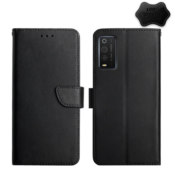 TCL 205 Genuine Leather Fingerprint-proof Flip Phone Case(Black)