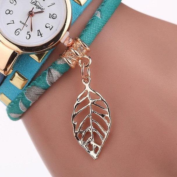 Ladies Quartz Bracelet Watch with Leaf Shape Pendant(Sky Blue)