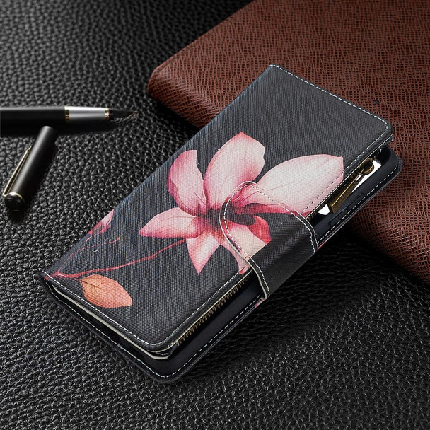 Samsung Galaxy S20 FE 5G / S20 Lite Colored Drawing Pattern Zipper Horizontal Flip Leather Case with Holder & Card Slots & Wallet(Lotus)