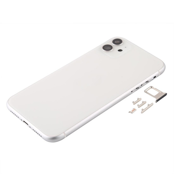 Back Housing Cover with SIM Card Tray & Side keys & Camera Lens for iPhone 11(White)
