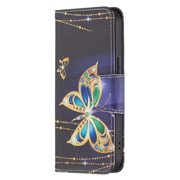 Colored Drawing Pattern Horizontal Flip Leatherette Case with Holder & Card Slots & Wallet - iPhone 13 Pro(Big Butterfly)