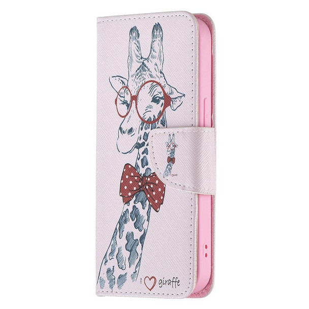 Colored Drawing Pattern Horizontal Flip Leatherette Case with Holder & Card Slots & Wallet - iPhone 13(Deer)