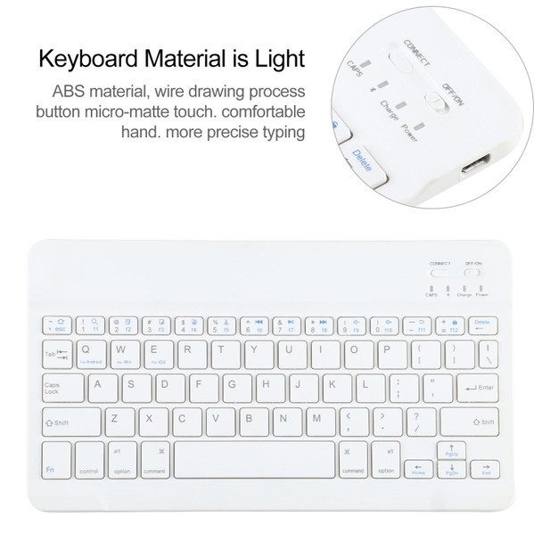 Universal Detachable Bluetooth Keyboard + Leather Tablet Case without Touchpad for iPad 9-10 inch, Specification:White Keyboard(Blue)