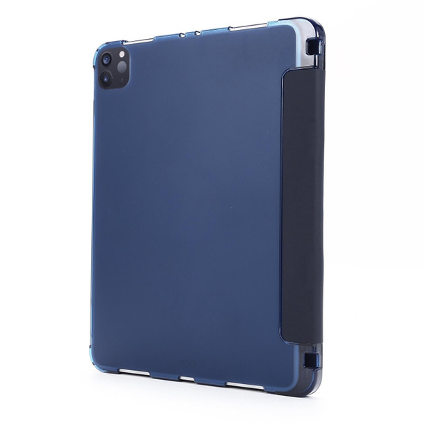 Multi-folding Horizontal Flip PU Leather + Shockproof Airbag TPU Tablet Case with Holder & Pen Slot & Wake-up / Sleep Function - iPad Pro 11 2021(Dark Blue)