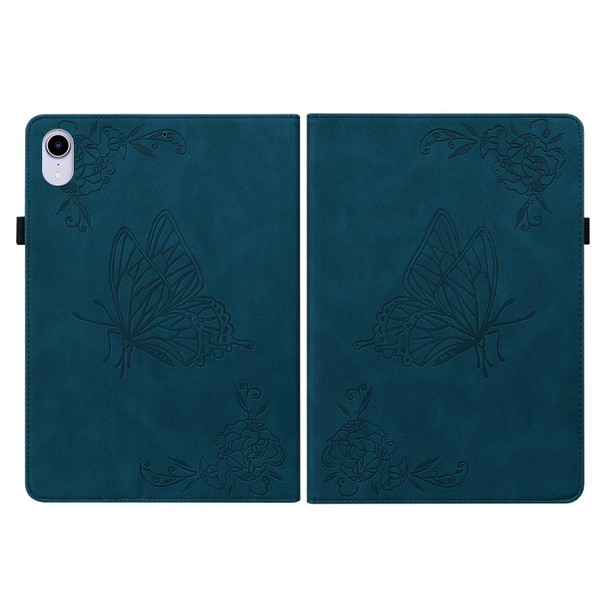 Butterfly Flower Embossed Leatherette Tablet Case - iPad mini 6(Blue)