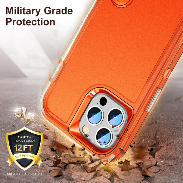 3 in 1 Rugged Holder Phone Case - iPhone 12 Pro Max(Transparent + Orange)