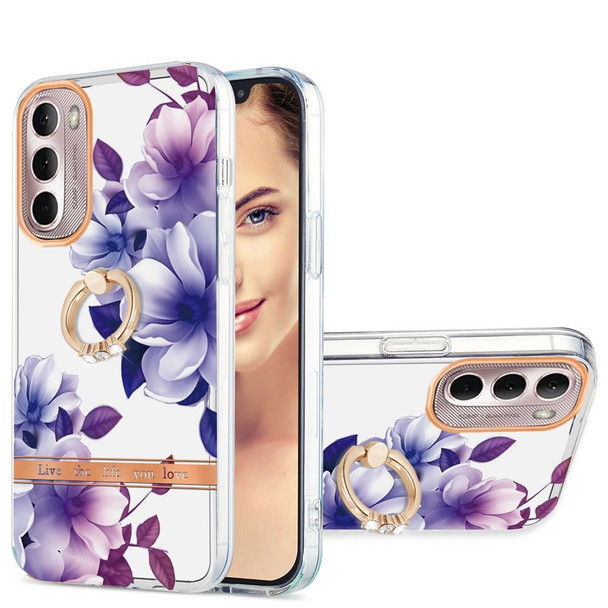 Motorola Moto G Stylus 2022 4G Ring IMD Flowers TPU Phone Case(Purple Begonia)