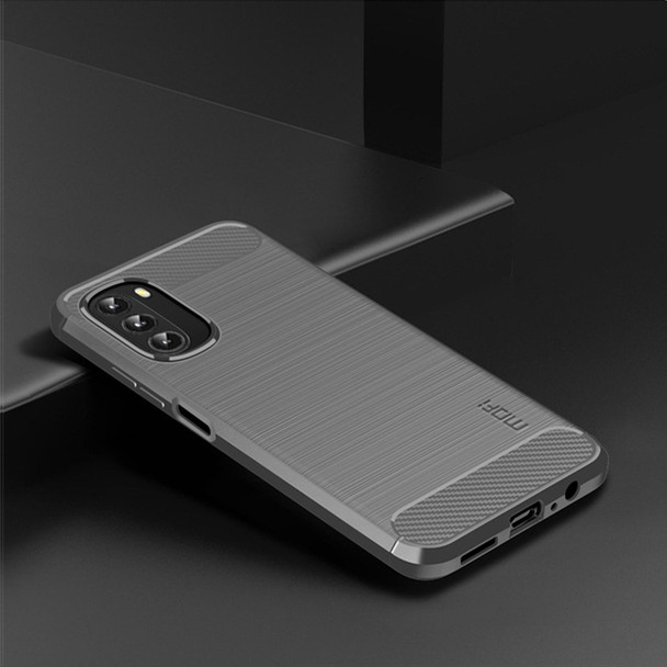 Motorola Moto G 5G 2022 MOFI Gentleness Series Brushed Texture Carbon Fiber TPU Phone Case(Gray)