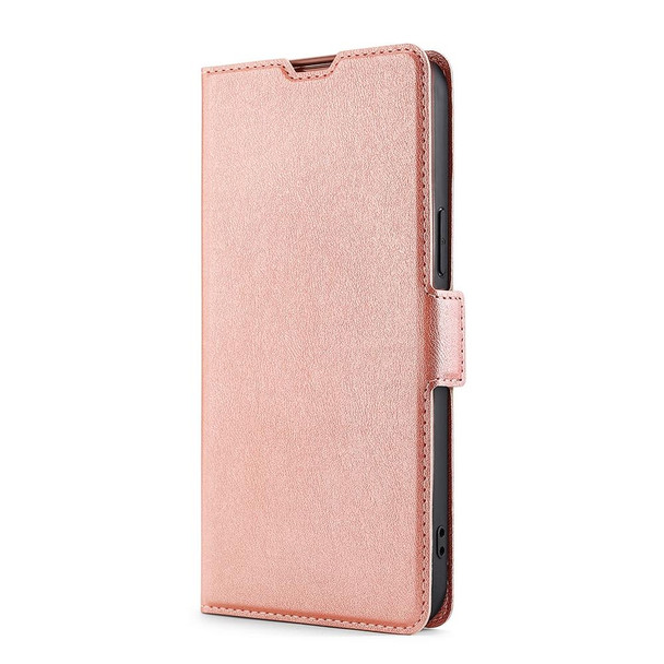 Motorola Moto E7 Ultra-thin Voltage Side Buckle PU + TPU Leather Phone Case(Rose Gold)