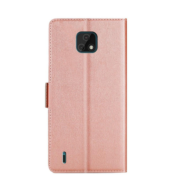 Motorola Moto E7 Ultra-thin Voltage Side Buckle PU + TPU Leather Phone Case(Rose Gold)