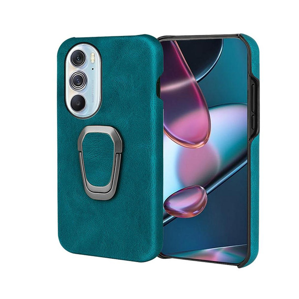 Motorola Moto Edge X30 Ring Holder PU Phone Case(Cyan)