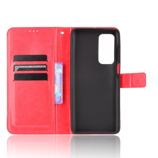 Motorola Edge 2021 Crazy Horse Texture Horizontal Flip Leather Case with Holder & Card Slots & Lanyard(Red)