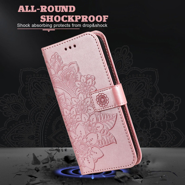 7-petal Flowers Embossing Pattern Horizontal Flip PU Leatherette Case with Holder & Card Slots & Wallet & Photo Frame - Motorola Moto G30 / G10 / G10 Power / G20(Rose Gold)