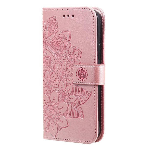 7-petal Flowers Embossing Pattern Horizontal Flip PU Leatherette Case with Holder & Card Slots & Wallet & Photo Frame - Motorola Moto G30 / G10 / G10 Power / G20(Rose Gold)