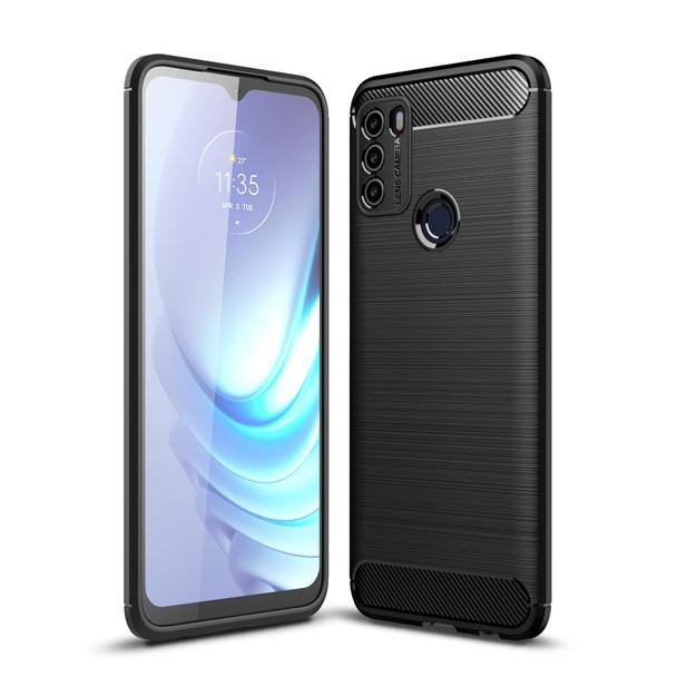 Motorola Moto G50 Brushed Texture Carbon Fiber TPU Case(Black)