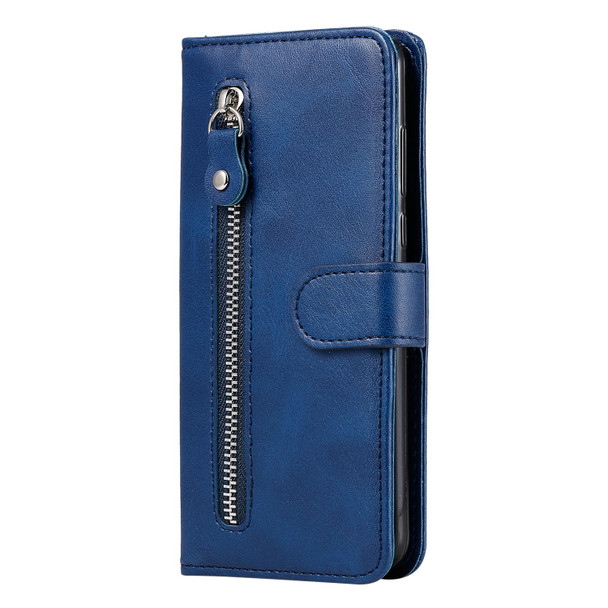 Motorola Moto G100 / Edge S Fashion Calf Texture Zipper Horizontal Flip Leather Case with Stand & Card Slots & Wallet(Blue)