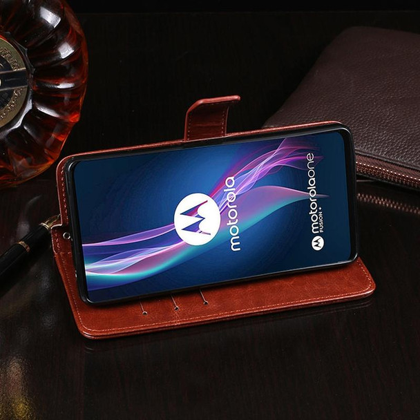 Motorola Moto One Fusion Plus idewei Crazy Horse Texture Horizontal Flip Leather Case with Holder & Card Slots & Wallet(Dark Blue)