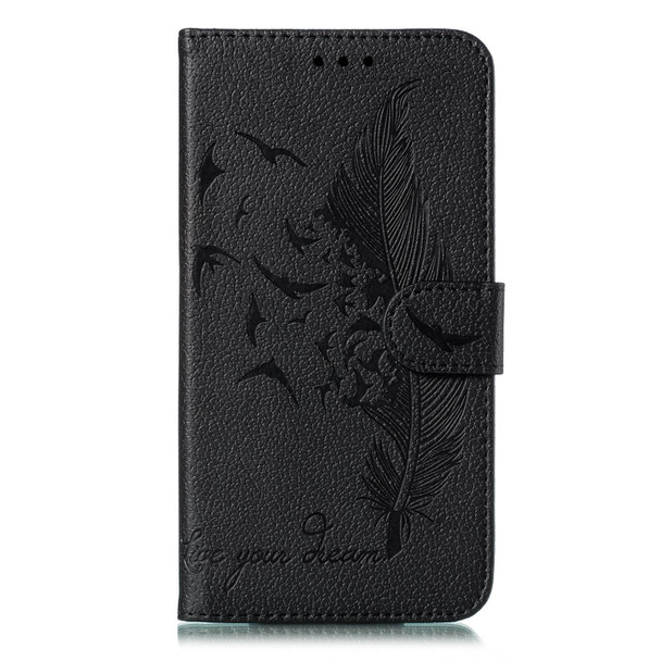 Motorola Moto G Stylus Feather Pattern Litchi Texture Horizontal Flip Leather Case with Wallet & Holder & Card Slots(Black)