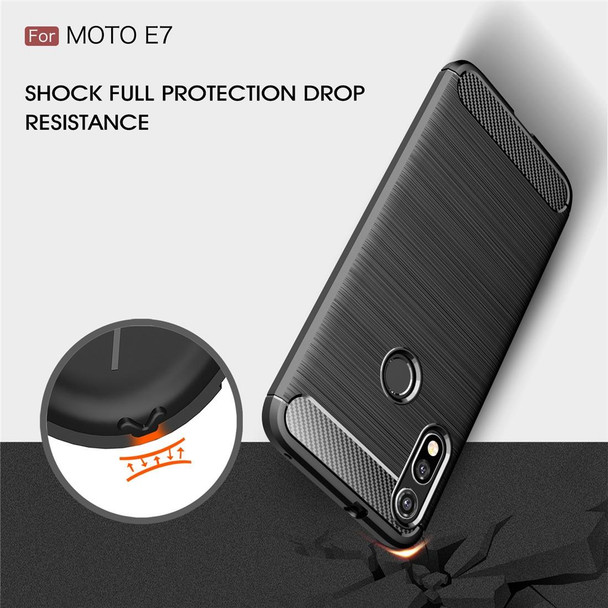 MOTO E7 Brushed Texture Carbon Fiber TPU Case(Black)