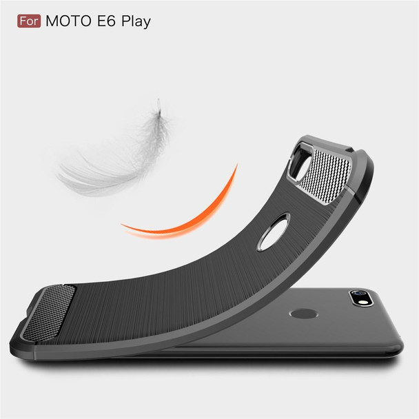 Motorola Moto E6 Play Brushed Texture Carbon Fiber TPU Case(Navy Blue)