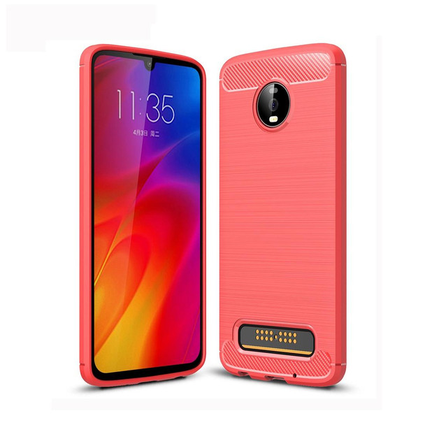 Brushed Texture Carbon Fiber TPU Case for Motorola Moto Z4 Play (Red)