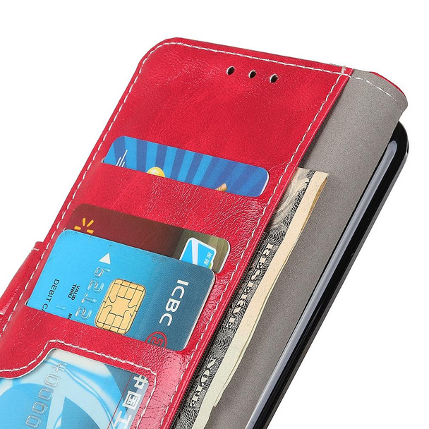 Motorola Edge (2021) Retro Crazy Horse Texture Horizontal Flip Leather Case with Holder & Card Slots & Photo Frame & Wallet(Red)