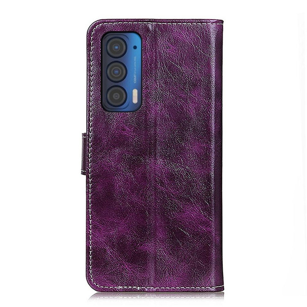 Motorola Edge (2021) Retro Crazy Horse Texture Horizontal Flip Leather Case with Holder & Card Slots & Photo Frame & Wallet(Purple)