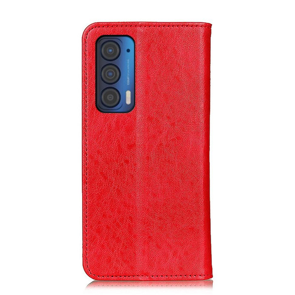 Motorola Edge (2021) Magnetic Crazy Horse Texture Horizontal Flip Leather Case with Holder & Card Slots & Wallet(Red)