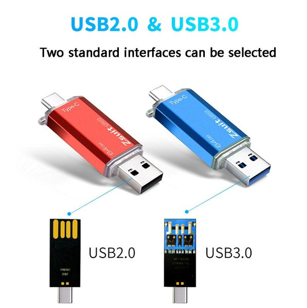 Zsuit Zstpc3 2 in 1 Type-C Interface Metal Phone U Disk, Randon Color Delivery 128GB(USB3.0)