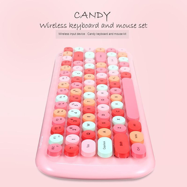 MOFii Candy Punk Keycap Mixed Color Wireless Keyboard and Mouse Set(Milk Tea Color)