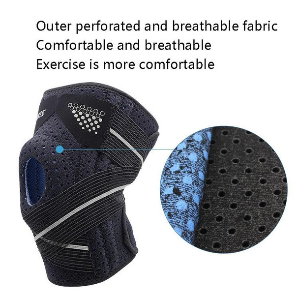 A Pair AOLIKES HX-7909 Tie Spring Support Silicone Knee Pad Mountaineering Riding Running Basketball Sweat-Absorbent Breathable Knee Pad(Black Gray)