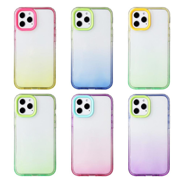 Candy Gradient Flat Surface TPU + PC Shockproof Case - iPhone 13 Pro Max(Blue Green)