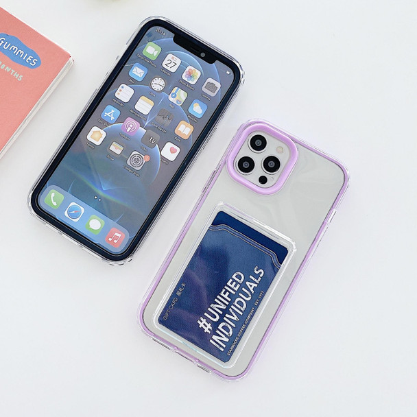 Full-coverage 360 Clear PC + TPU Shockproof Protective Case with Card Slot - iPhone 11 Pro Max(Purple)