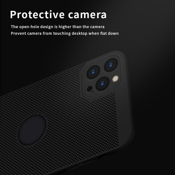 MOFi Honeycomb Texture Breathable PC Shockproof Protective Back Cover Case - iPhone 12 Pro Max(Black)