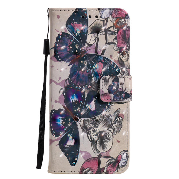 3D Painted Pattern Horizontal Flip Leatherette Case with Holder & Card Slots & Wallet - iPhone 13 Mini(Black Butterfly)