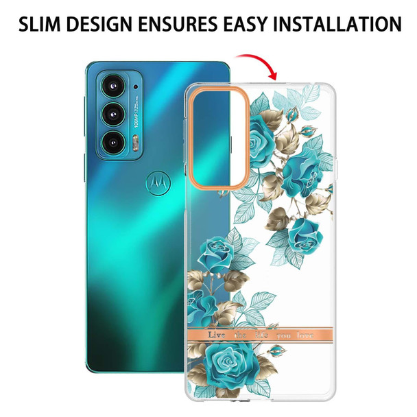 Flowers and Plants Series IMD TPU Phone Case - Motorola Edge 20(Blue Rose)