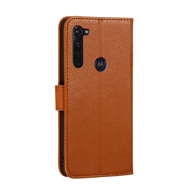 Motorola Moto G Stylus Feather Pattern Litchi Texture Horizontal Flip Leather Case with Wallet & Holder & Card Slots(Brown)