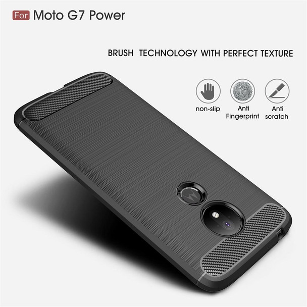 Brushed Texture Carbon Fiber TPU Case for Motorola Moto G7 Power US Version (Red)