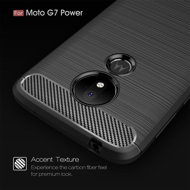 Brushed Texture Carbon Fiber TPU Case for Motorola Moto G7 Power US Version (Red)