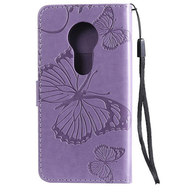 Butterfly Embossing Pattern Horizontal Flip Leatherette Case for Motorola Moto G7 Play, with Card Slot & Holder & Wallet & Lanyard (Purple)