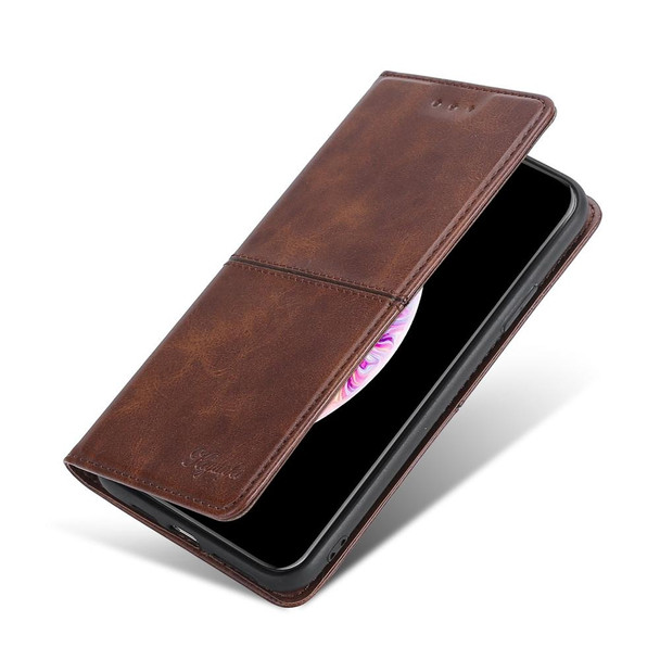 Cow Texture Magnetic Horizontal Flip Leatherette Case with Holder & Card Slots - iPhone 13 Pro Max(Light Brown)