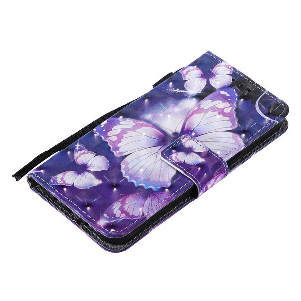 3D Painted Pattern Horizontal Flip Leatherette Case with Holder & Card Slots & Wallet - iPhone 13(Purple Butterfly)