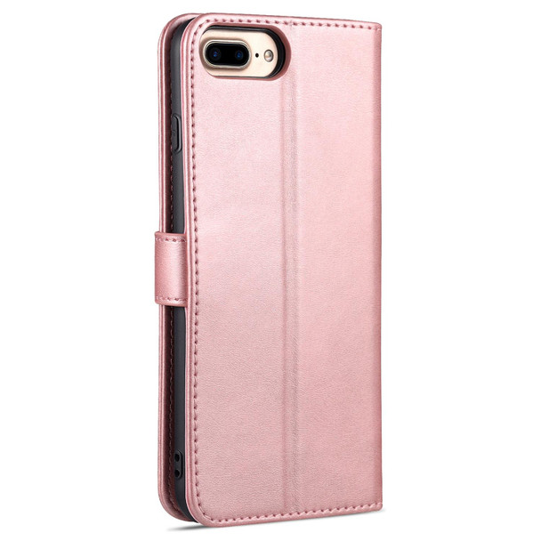 AZNS Skin Feel Calf Texture Horizontal Flip Leatherette Case with Card Slots & Holder & Wallet - iPhone 7 Plus / 8 Plus(Rose Gold)
