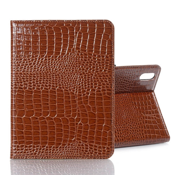 Crocodile Texture Horizontal Flip Leatherette Tablet Case with Holder & Card Slot & Wallet - iPad mini 6(Brown)